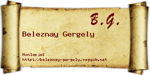 Beleznay Gergely névjegykártya